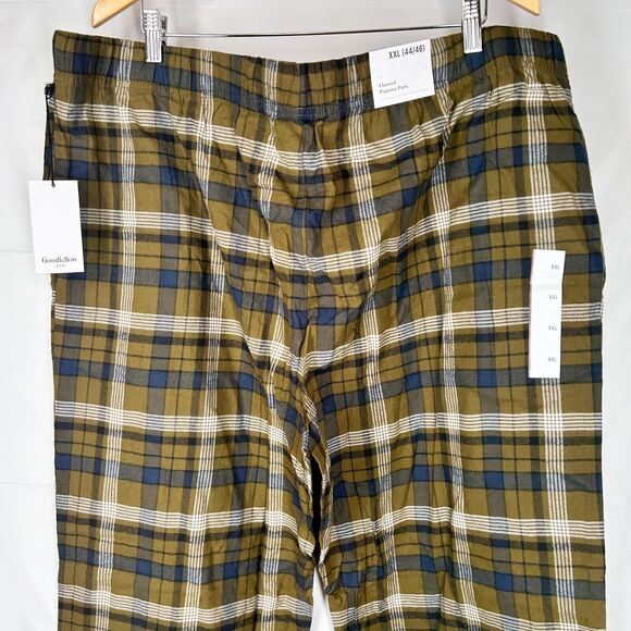 NEW Flannel Pajama Pants Mens Size XXL Olive Green Black White Plaid Goodfellow - Picture 4 of 6